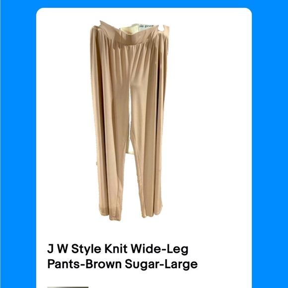 J W Style Knit Wide-Leg Pants-Brown Sugar-Large - Picture 1 of 3